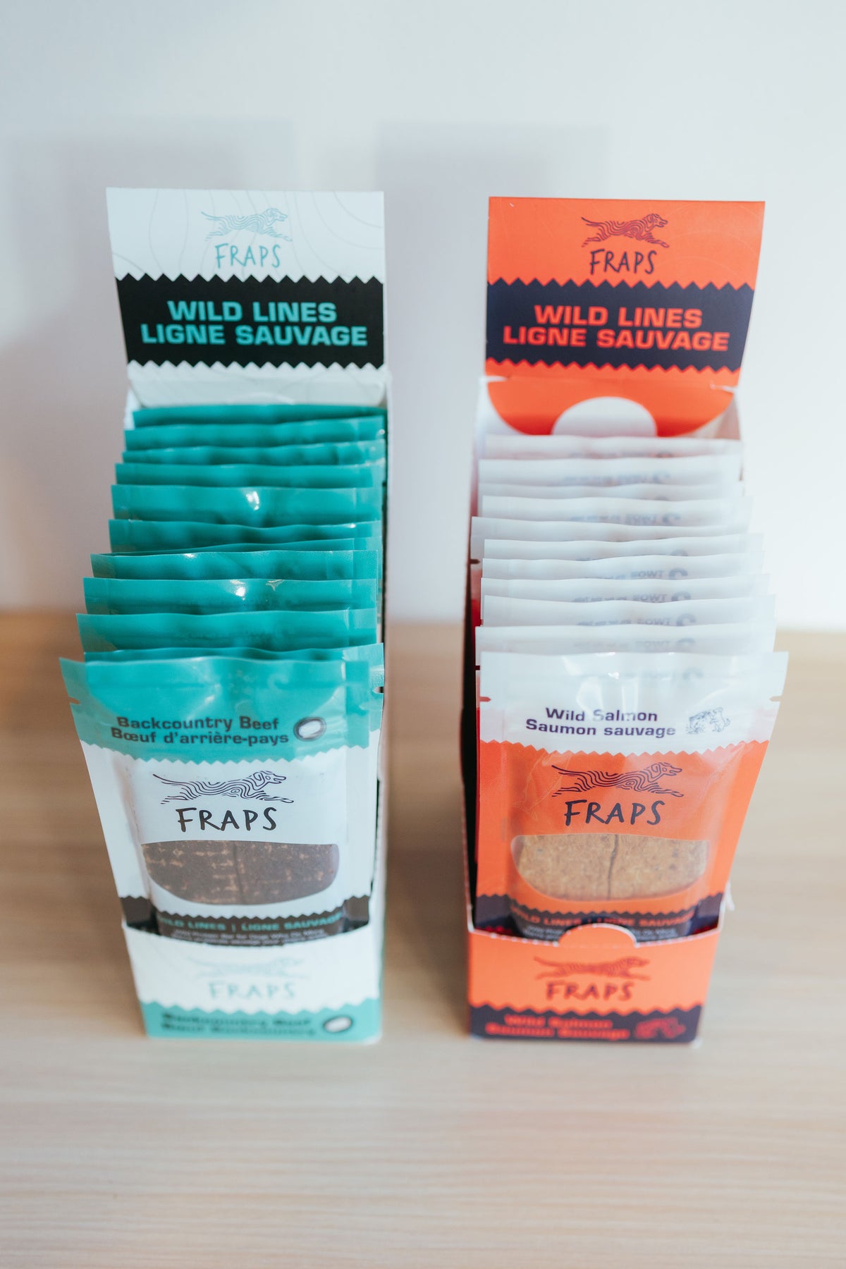 FRAPS display cartons, top-down view of 12 bars each